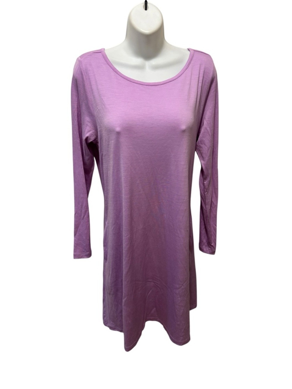 Wool&Co Rowena Swing Dress Sz L Lavender A-Line Long Sleeve Casual Everyday - Picture 5 of 8